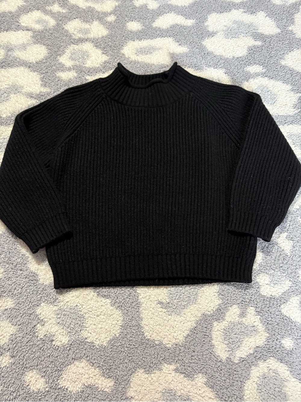 SHEIN Solid Black Ribbed Mock Neck Sweater Toddler 2-3Y